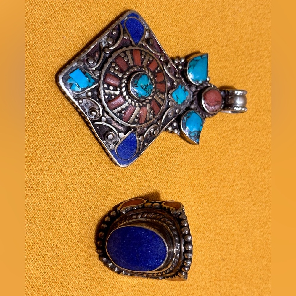 Vintage 925 Tibetan Silver Pendant/Ring Set